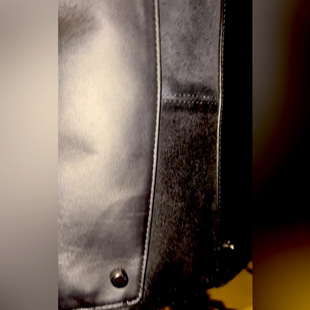 Coach Harmony Hobo Black Leather and Suede Maroon Interior with Yellow Stitching - Picture 16 of 17